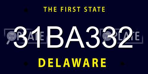 31BA332 Delaware License Plate