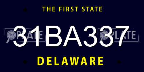 31BA337 Delaware License Plate