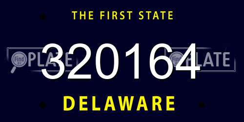 320164 Delaware License Plate
