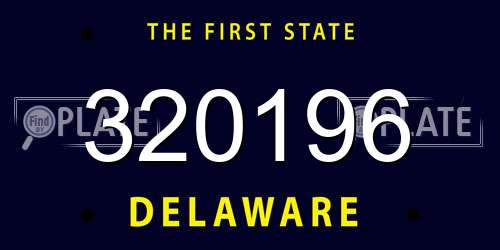 320196 Delaware License Plate