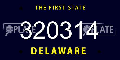 320314 Delaware License Plate
