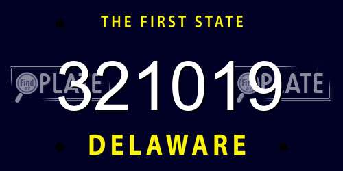 321019 Delaware License Plate
