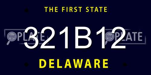 321B12 Delaware License Plate