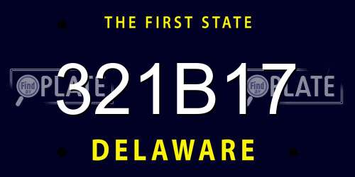 321B17 Delaware License Plate
