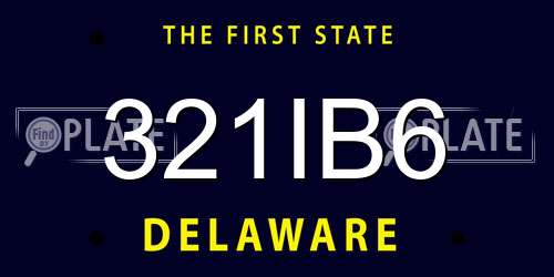 321IB6 Delaware License Plate