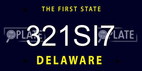 321SI7 Delaware License Plate
