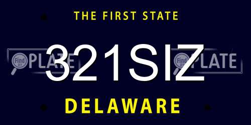 321SIZ Delaware License Plate