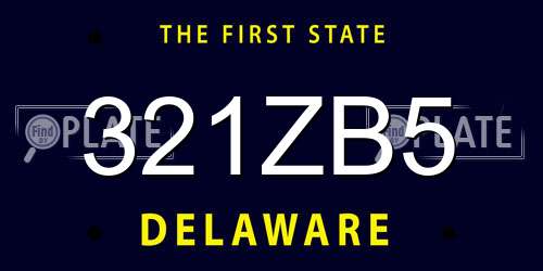 321ZB5 Delaware License Plate