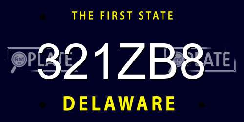 321ZB8 Delaware License Plate
