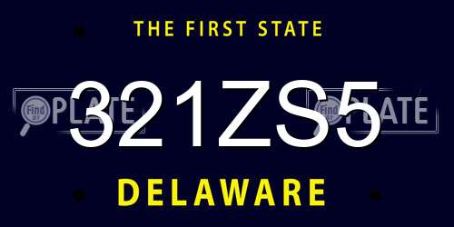 321ZS5 Delaware License Plate