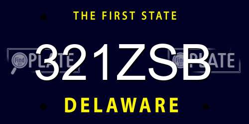 321ZSB Delaware License Plate