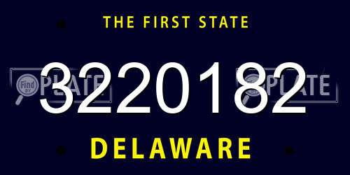 3220182 Delaware License Plate