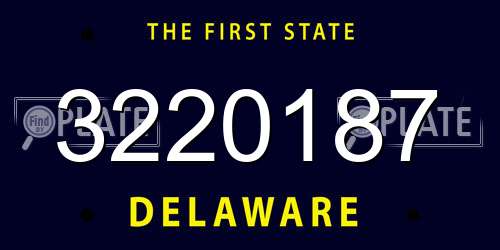 3220187 Delaware License Plate