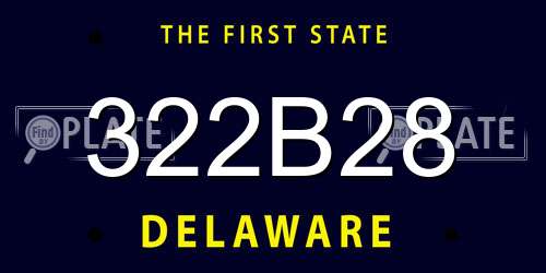 322B28 Delaware License Plate