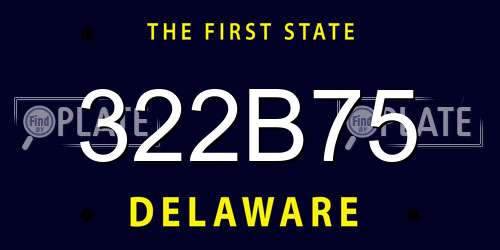 322B75 Delaware License Plate