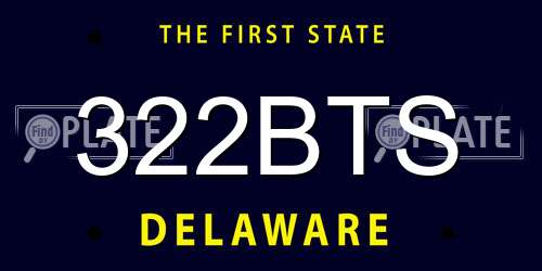 322BTS Delaware License Plate