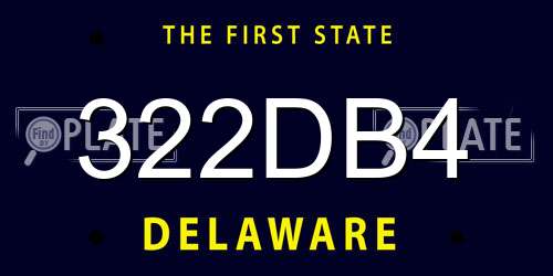 322DB4 Delaware License Plate