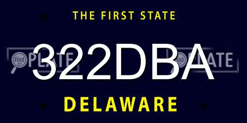 322DBA Delaware License Plate