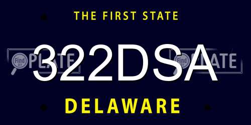 322DSA Delaware License Plate