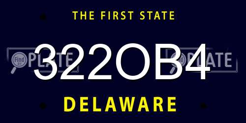 322OB4 Delaware License Plate