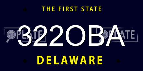 322OBA Delaware License Plate