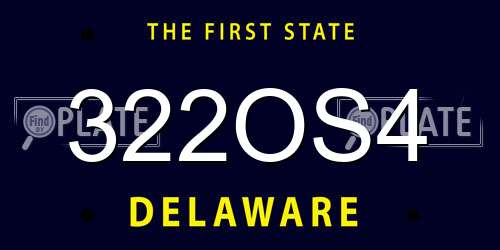 322OS4 Delaware License Plate