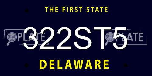 322ST5 Delaware License Plate