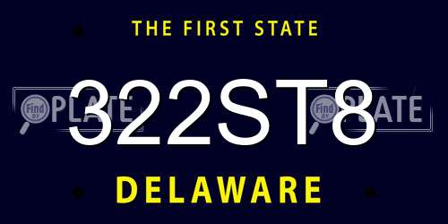 322ST8 Delaware License Plate
