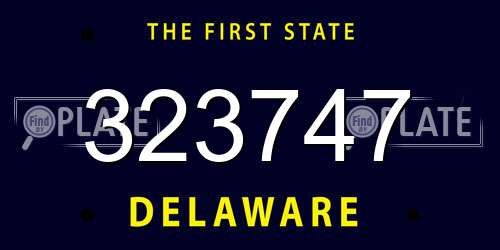 323747 Delaware License Plate