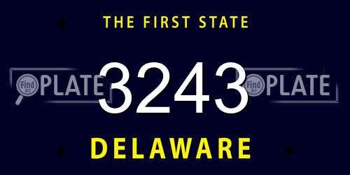 3243 Delaware License Plate