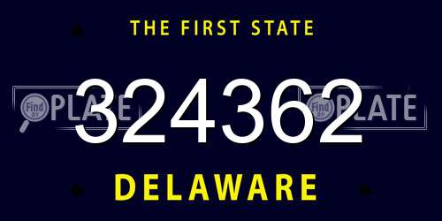 324362 Delaware License Plate