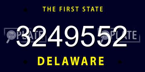 3249552 Delaware License Plate