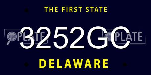 3252GC Delaware License Plate