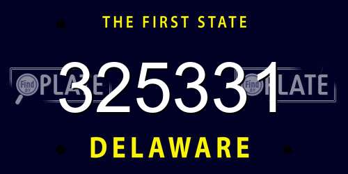 325331 Delaware License Plate