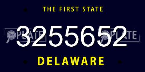 3255652 Delaware License Plate