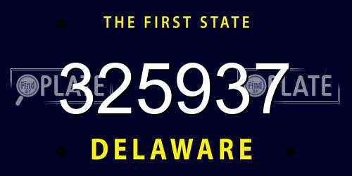 325937 Delaware License Plate