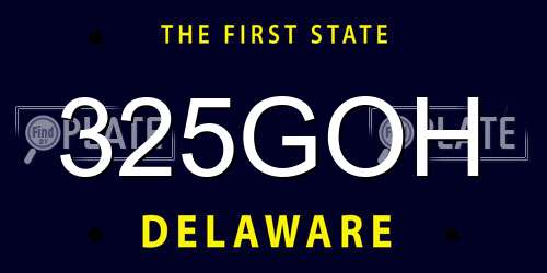 325GOH Delaware License Plate