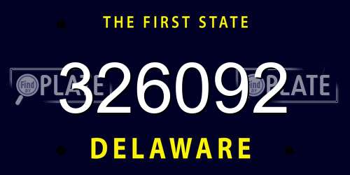 326092 Delaware License Plate