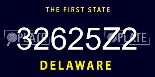 32625Z2 Delaware License Plate