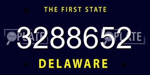 3288652 Delaware License Plate