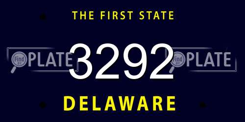 3292 Delaware License Plate