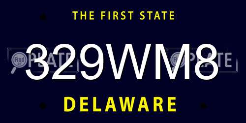 329WM8 Delaware License Plate