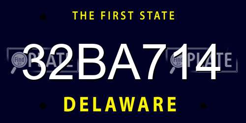 32BA714 Delaware License Plate