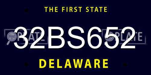 32BS652 Delaware License Plate