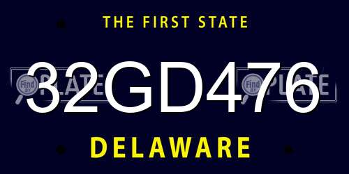 32GD476 Delaware License Plate
