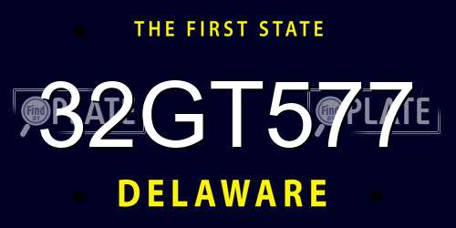 32GT577 Delaware License Plate