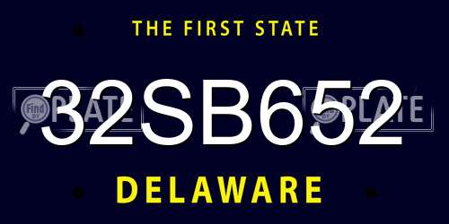 32SB652 Delaware License Plate