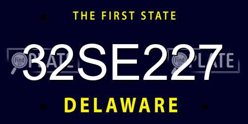 32SE227 Delaware License Plate