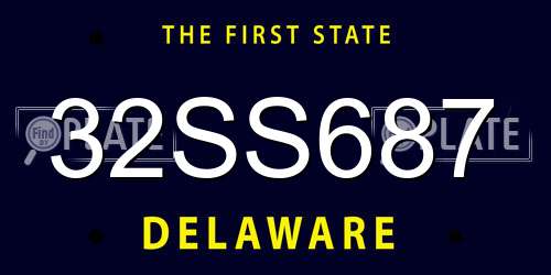 32SS687 Delaware License Plate