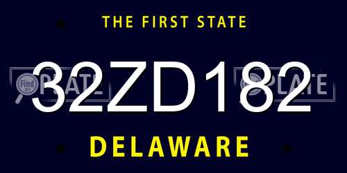 32ZD182 Delaware License Plate